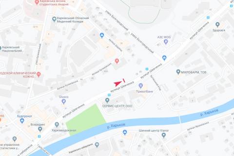 Білборд, Бігборд (Борд)  B у Харкові, 3х6  Шевченка вул. (навпроти будинку № 6), з центру схема