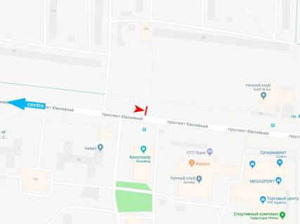 Билборд B в Харькове, 3х6  Ювілейний пр-т - Тракторобудівників пр-т, 63, з центру  (Кіноленд) схема