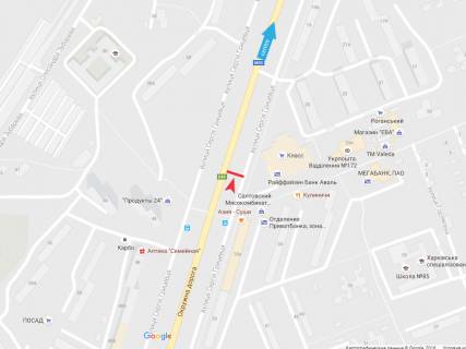 Билборд A в Харькове, 3х6  92-й бригади (Грицевця) вул. ,29-А ,в центр схема