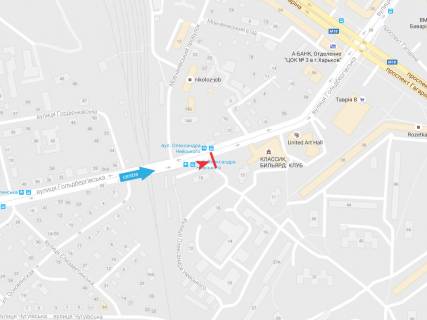Билборд A в Харькове, 3х6  Гольдбергівська вул., 13, в центр схема