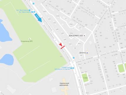 Билборд A в Харькове, 3х6  Клочківська вул., 334, в центр схема