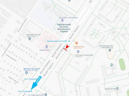 Білборд, Бігборд (Борд)  B у Харкові, 3х6  Перемоги пр-т, 50-Б, в центр схема