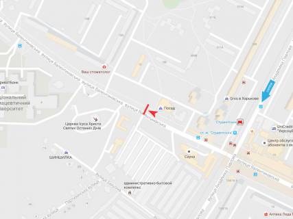 Билборд A в Харькове, 3х6  Валентинівська вул.,15, в центр схема