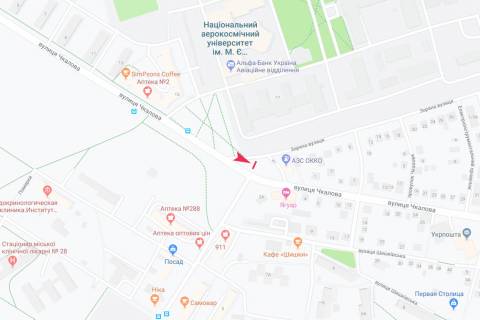 Билборд B в Запорожье Леоніда Каденюка (Чкалова) ул. - Звездная ул., из центра схема