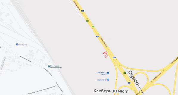 Билборд B в Одеських трасах, 6х3  з м. Одеса у м. Київ, за Клеверним мостом схема