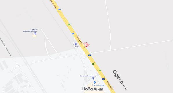 Білборд, Бігборд (Борд)  B у Одесі, 6х3  з м. Київ у м. Одеса, перед Новою Лінією, напроти заправки схема