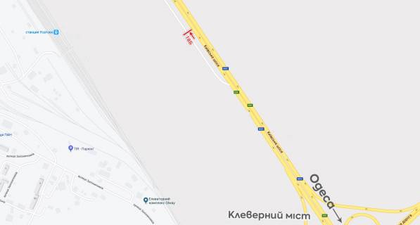Білборд, Бігборд (Борд)  B у , , 6х3  з м. Одеса у м. Київ, за Клеверним мостом схема