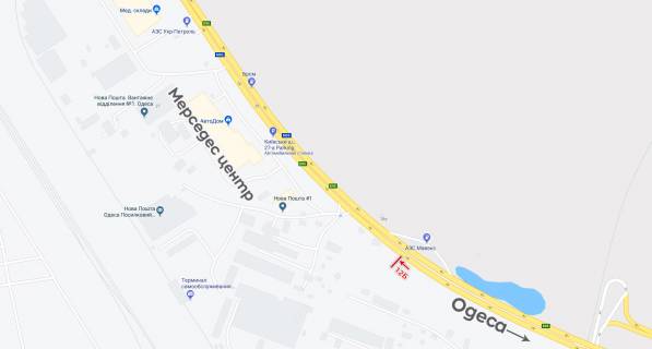 Билборд B в Одессе, 6х3  транспорт рухається з м. Одеса у м. Київ, напроти Мерседес Центр схема