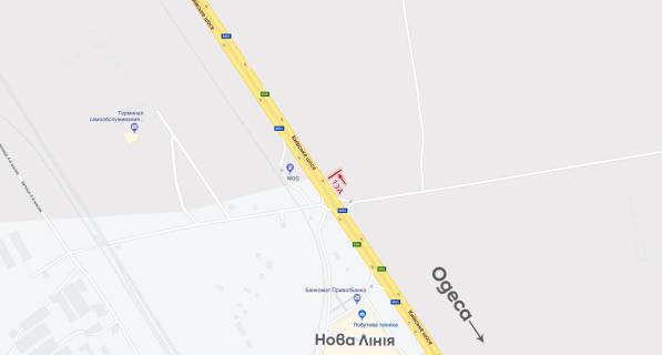 Білборд, Бігборд (Борд)  A у Одесі, 6х3  з м. Одеса у м. Київ, за Новою Лінією, напроти заправки схема
