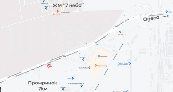 Билборд B в Одессе, 6х3  між Епіцентром та 7 км, транспорт рухається на 7 км схема