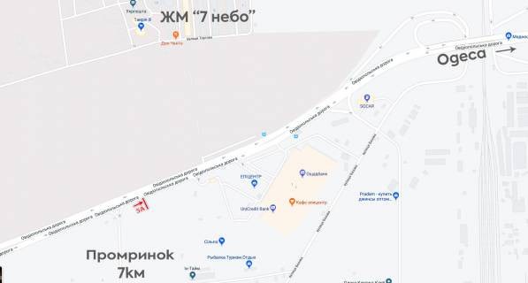 Билборд A в Одессе, 6х3  між Епіцентром та 7 км, транспорт рухається з 7 км в м. Одеса схема