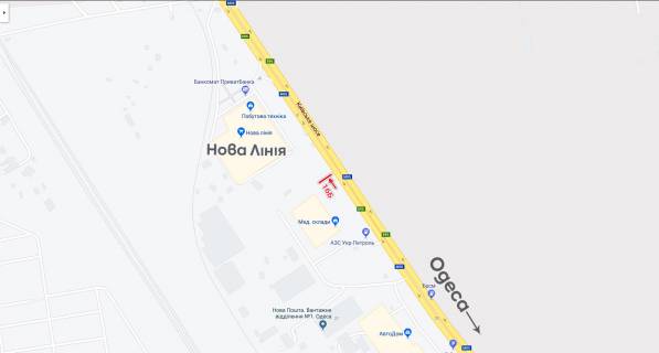 Білборд, Бігборд (Борд)  B у Одесі, 6х3  з м. Одеса у м. Київ, за Новою Лінією схема