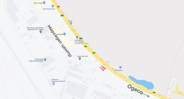 Білборд, Бігборд (Борд)  A у Одесі, 6х3  транспорт рухається у  м. Одеса, напроти Мерседес Центр схема