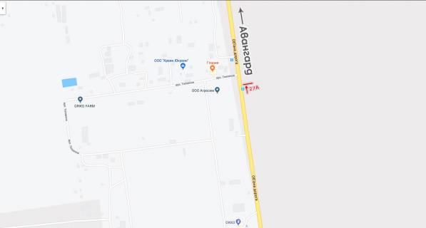 Билборд A в Авангард (Авангард), 3х6  транспорт рухається до двох стовпів, до Авангарду схема