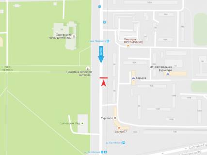 Білборд, Бігборд (Борд)  A у Харкові, 3х6  Тракторобудівників пр-т, 92, з центру схема