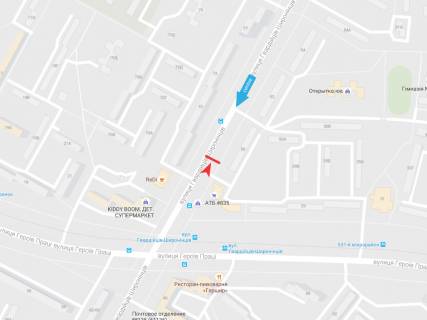 Билборд A в Харькове, 3х6  Гвардейцев Широнинцев ул., 50, из центра схема