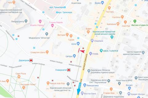Билборд A в Харькове Сумская ул.,39 схема