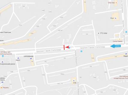 Билборд A в Харькове, 3х6  просп. Байрона (Героїв Сталінграда) 165, в центр схема