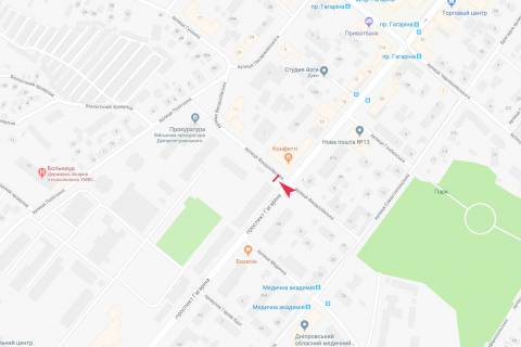 Бэклайт B в Днепр (Днепропетровск), 3,1х2,2  Гагаріна просп., 26/10  (Університет МВС, 10 корпус) схема