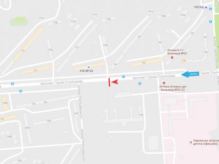 Билборд B в Харькове, 3х6  просп. Байрона (Героїв Сталінграда) ,160, в центр схема