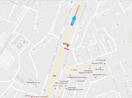 Билборд B в Харькове, 3х6  Грицевця вул. ,25-А ,з центру схема