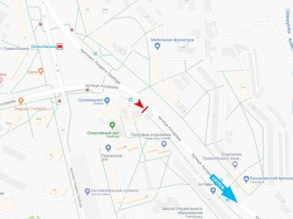 Билборд A в Харькове, 3х6  Ахсарова вул., 30-А, в центр схема