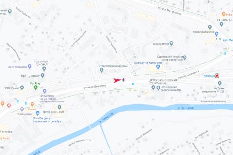 Ситилайт B в Харькове, 1,24х1,84  Шевченко - Челюскинцев, 3 (остановка "23-я детская больница"), из центра схема