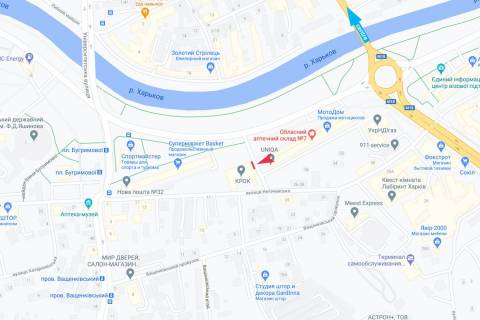 Білборд, Бігборд (Борд)  A у Василівці, 3х6  Красношкольная набережная (Гимназическая набережная, 24, Харьковская набережная), в центр схема