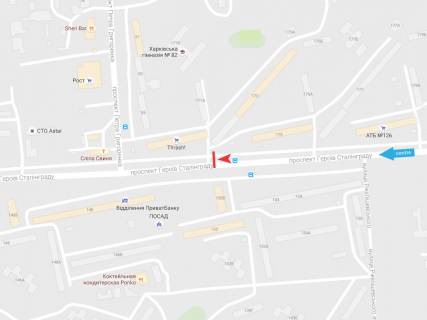 Билборд A в Харькове, 3х6  просп. Байрона (Героїв Сталінграда) 173, в центр схема