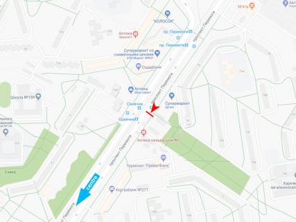 Білборд, Бігборд (Борд)  B у Харкові, 3х6  Перемоги пр-т, 70-Д, в центр схема
