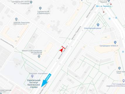 Білборд, Бігборд (Борд)  B у Харкові, 3х6  Перемоги пр-т, 55-Е, з центру схема