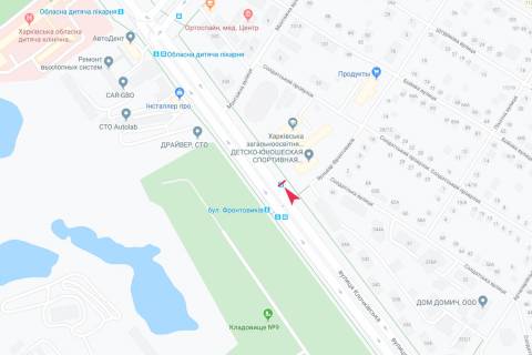 Сiтiлайт A у Харкові, 1,24х1,84  Клочковская ул. - бул. Фронтовиков, 1   (остановка бул.Фронтовиков) схема