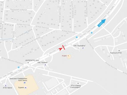 Билборд A в Харькове, 3х6  просп. Льва Ландау (50-річчя СРСР) 55, в центр схема