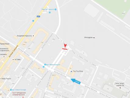 Билборд A в Харькове, 3х6  Першого Травня вул. -  Весніна вул., 5-а   схема