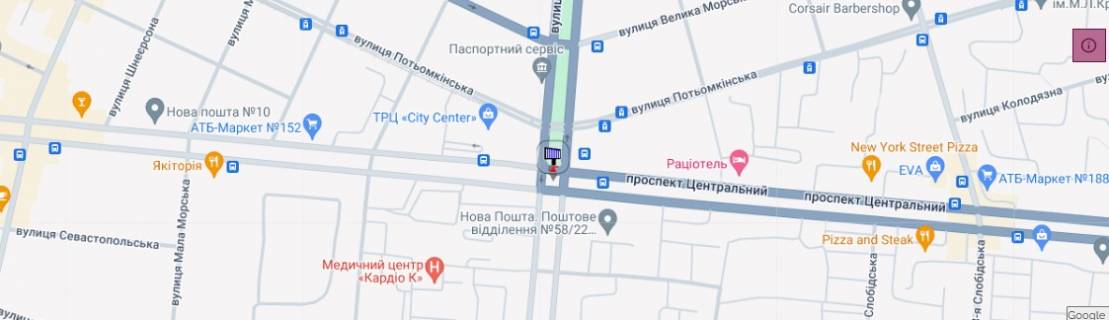 Билборд A в Николаеве просп. Центральный - ул. Садовая схема