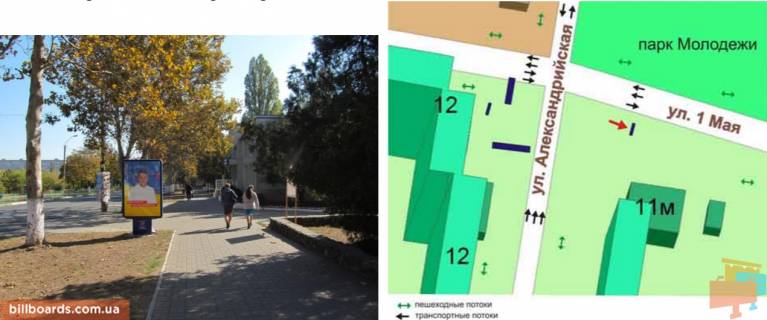 Ситилайт A в Черноморск (Ильичевск) перекрёсток ул. 1-го Мая, ул. Александрийской (Райфайзен Банк Аваль), №037-А фото 1