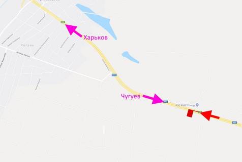 Билборд A в трасах Харкова, 3х6  Ростовська траса -АЗС AMIC Energy- у бік Харкова схема