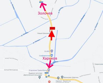 Білборд, Бігборд (Борд)  B у Дергачах Дергачі-вул. Золочівський шлях- в р-ні АЗС GLUSCO-у бік Золочева схема