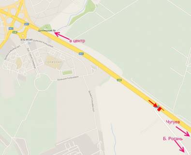 Билборд A в трасах Харкова, 3х6  Пр-т Героїв Харкова - Ростовська траса біля повороту на сел. Рогань-2-із центру схема