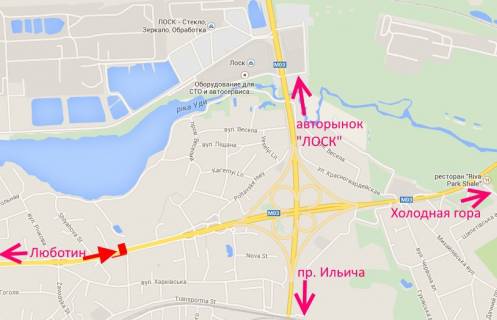 Білборд, Бігборд (Борд)  A у Пісочині Полтавський шлях-вул. Новоселівська, у центр схема