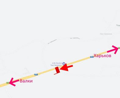 Білборд, Бігборд (Борд)  B у ,  Траса Київ-Харків-сел. Нестеренки-біля АЗС Rodnik -у бік Валок схема