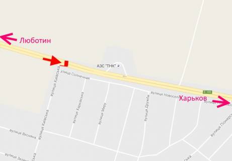 Билборд A в трасах Харкова, 3х6  Траса Київ-Харків-464 км-сел. Коротич-вул. Київська-3-у бік Харкова схема