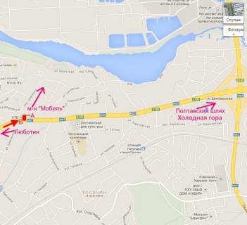 Білборд, Бігборд (Борд)  B у Пісочині, 3х6  Полтавський шлях-сел.Пісочин-пер Шевченка-біля маркету АТБ, в центр схема