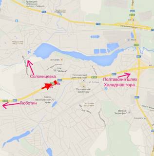 Білборд, Бігборд (Борд)  A у Пісочині Полтавський шлях-сел.Пісочин-вул. Комарова-прапорець №1, в центр схема