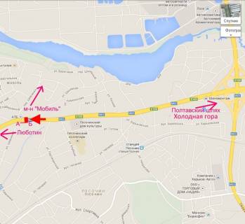 Білборд, Бігборд (Борд)  B у Пісочині, 3х6  Полтавський шлях-сел.Пісочин-пер Шевченко-навпроти маркету АТБ, з центру схема