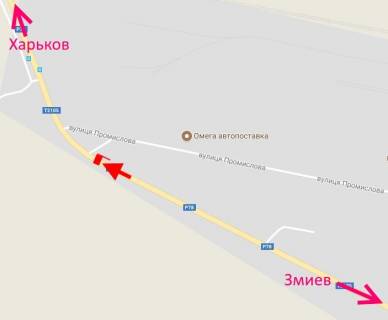 Билборд A в Васищеве, 3х6  Траса Харків-Зміїв-сел. Васищеве- в р-ні вул Промислова-біля Омега-у бік Харкова схема