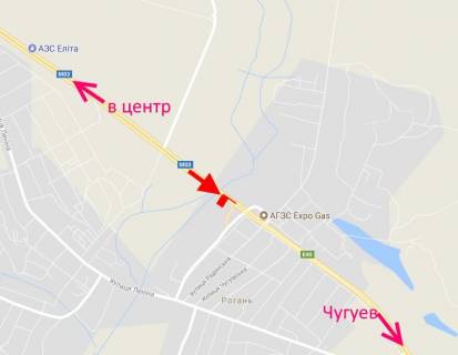 Білборд, Бігборд (Борд)  A у Рогані, 3х6  Пр-т Героїв Харкова - Ростовська траса-сел. Рогань-1-виїзд із міста схема