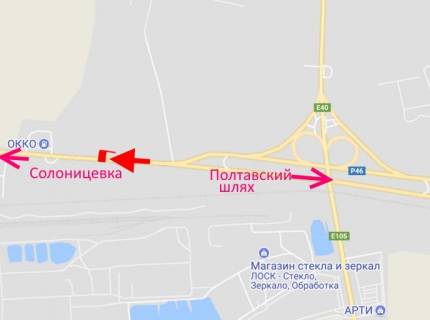 Білборд, Бігборд (Борд)  A у , , 3х6  ул.Залютінская -развязка з окружної-2 виїзд з міста в ст. Солоницівки схема