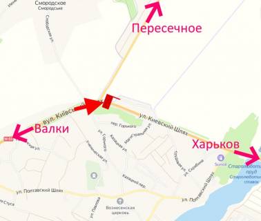 Білборд, Бігборд (Борд)  B у ,  Траса Київ-Харків-м. Люботин-поворот на Пересічне- у бік Харкова схема