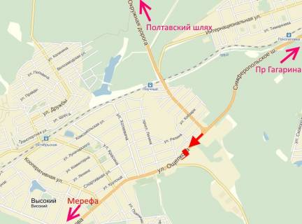 Білборд, Бігборд (Борд)  B у Високому, 3х6  Сімферопольське шосе-сел. Високий-пост ДАІ-прапорець №1 (виїзд з міста) схема